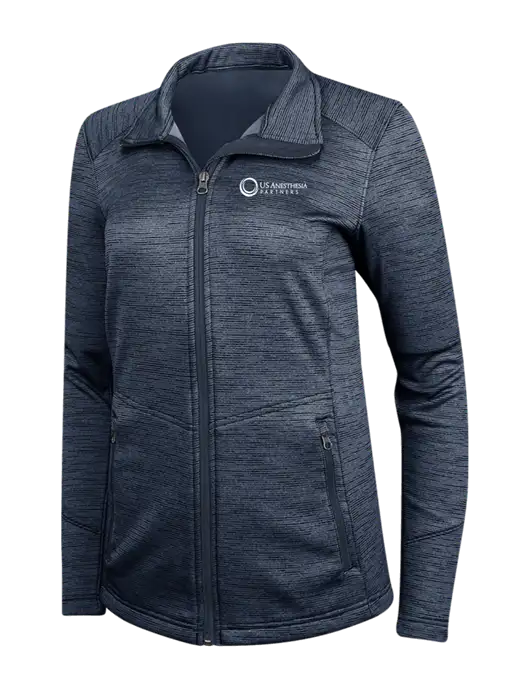 Navy Womens Digi Stripe Fleece Jacket w/US Anesthesia Partners Logo