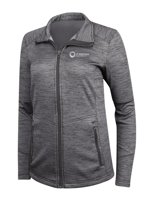 Womens Dark Grey Digi Stripe Fleece Jacket w/US Anesthesia Partners Logo