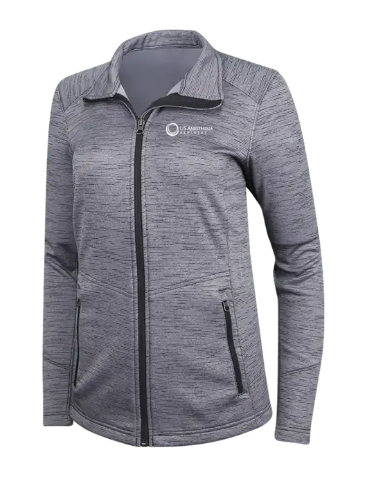 Medium Grey Womens Digi Stripe Fleece Jacket w/US Anesthesia Partners Logo