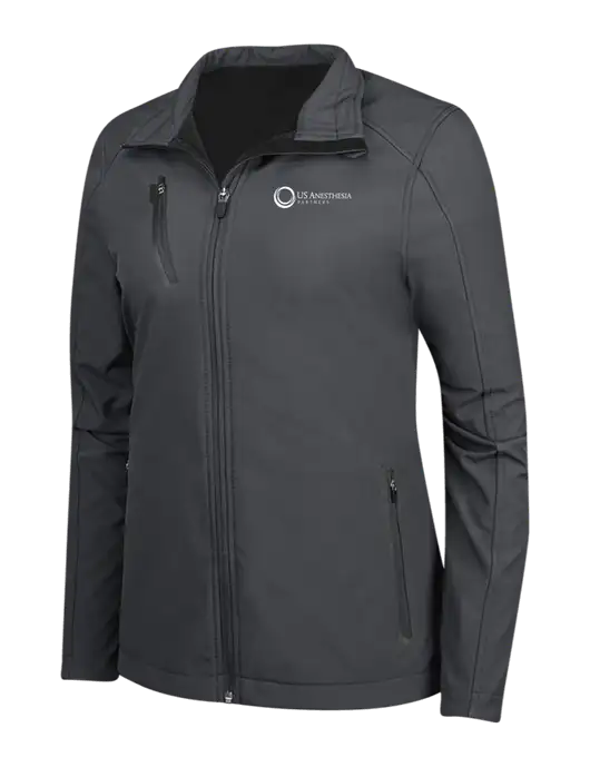 Dark Grey Womens Welded Softshell Jacket w/US Anesthesia Partners Logo