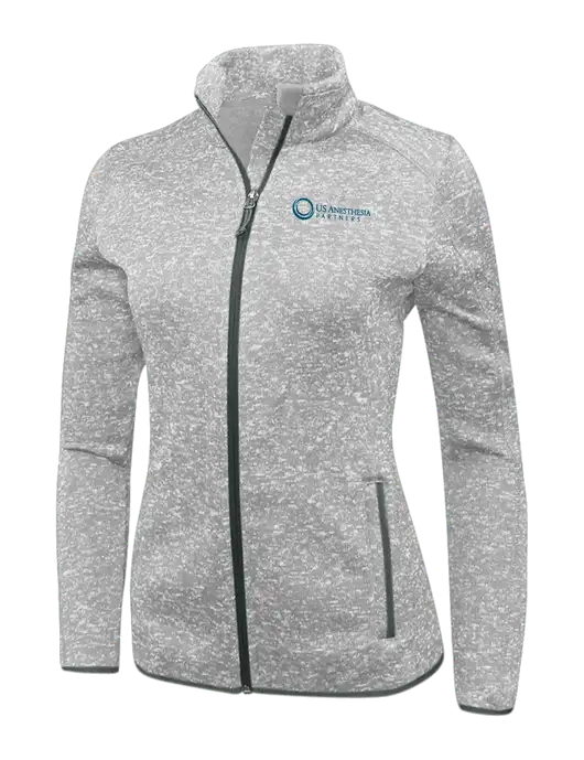 Grey Heather Womens Sweater Fleece Jacket w/US Anesthesia Partners Logo