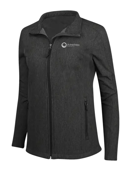Black Charcoal Heather Womens Core Soft Shell Jacket w/US Anesthesia Partners Logo