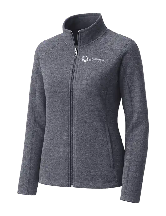 Light Navy Heather Womens Microfleece Full-Zip Jacket w/US Anesthesia Partners Logo