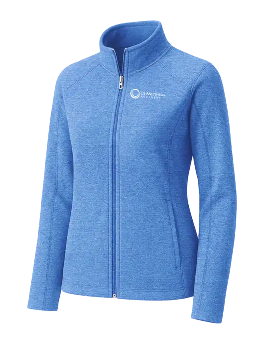 Light Royal Heather Womens Microfleece Full-Zip Jacket w/US Anesthesia Partners Logo
