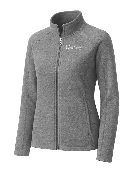 Medium Grey Womens Heather Microfleece Full-Zip Jacket w/US Anesthesia Partners Logo