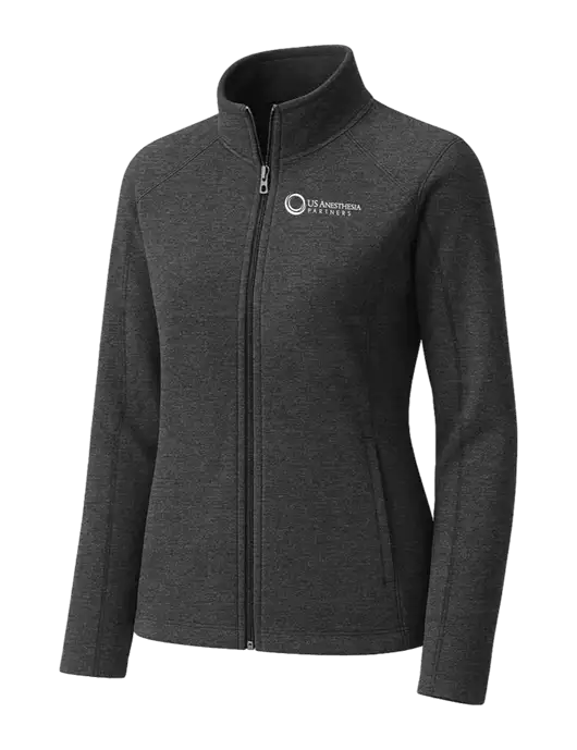 Charcoal Womens Heather Microfleece Full-Zip Jacket w/US Anesthesia Partners Logo
