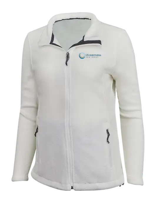 Womens White Fleece Jacket w/US Anesthesia Partners Logo