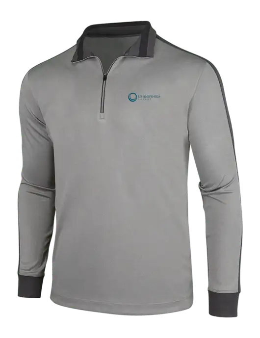NIKE Athletic Grey/Heather Dark Grey Dry-Fit 1/2 Zip Cover-Up w/US Anesthesia Partners Logo