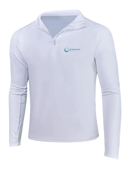 White Sport Wick Stretch 1/4 Zip Pullover w/US Anesthesia Partners Logo