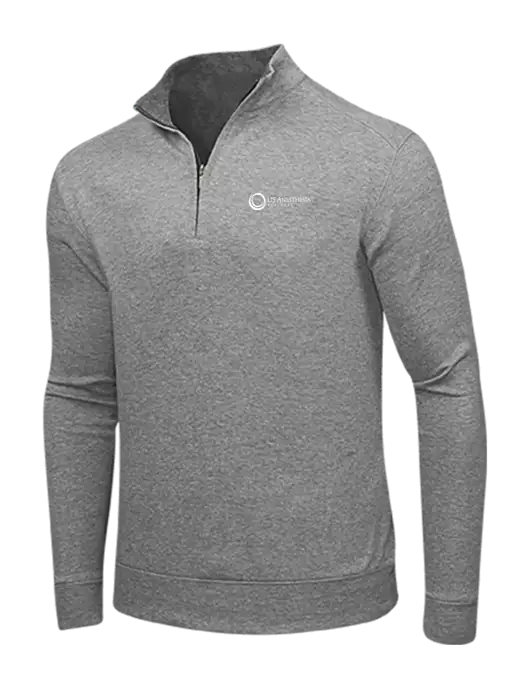 Medium Heather Grey/Charcoal Heather Interlock 1/4 Zip w/US Anesthesia Partners Logo
