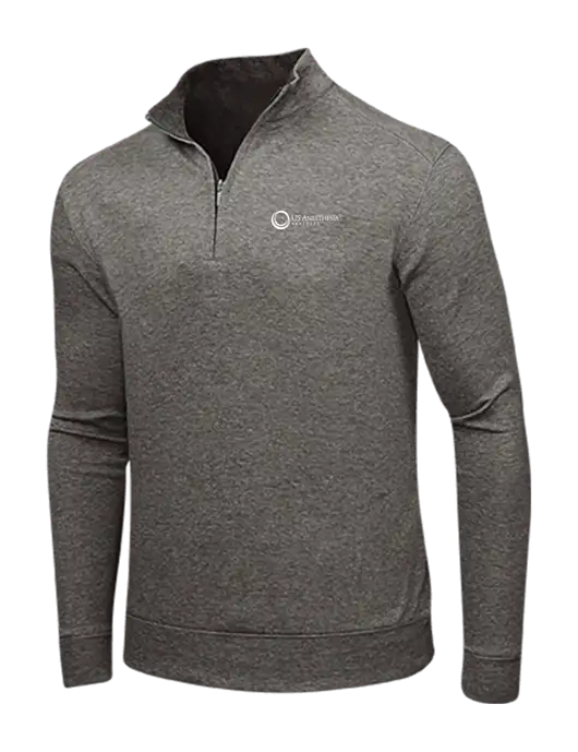 Charcoal Heather/Medium Heather Grey Interlock 1/4 Zip w/US Anesthesia Partners Logo