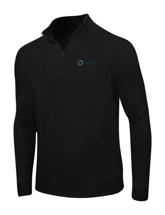 Deep Black/Charcoal Heather Interlock 1/4 Zip w/US Anesthesia Partners Logo