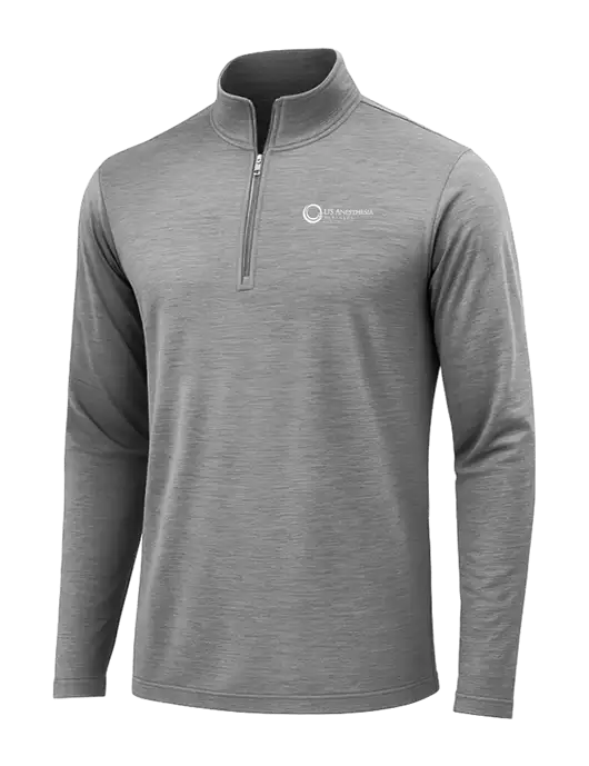 Dark Grey Heather Posicharge Tri-Blend Wicking 1/4 Zip Pullover w/US Anesthesia Partners Logo