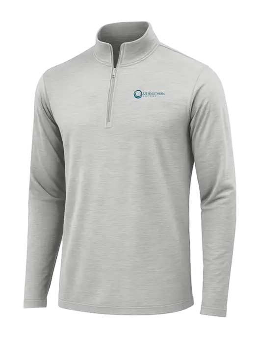 Light Grey Heather Posicharge Tri-Blend Wicking 1/4 Zip Pullover w/US Anesthesia Partners Logo