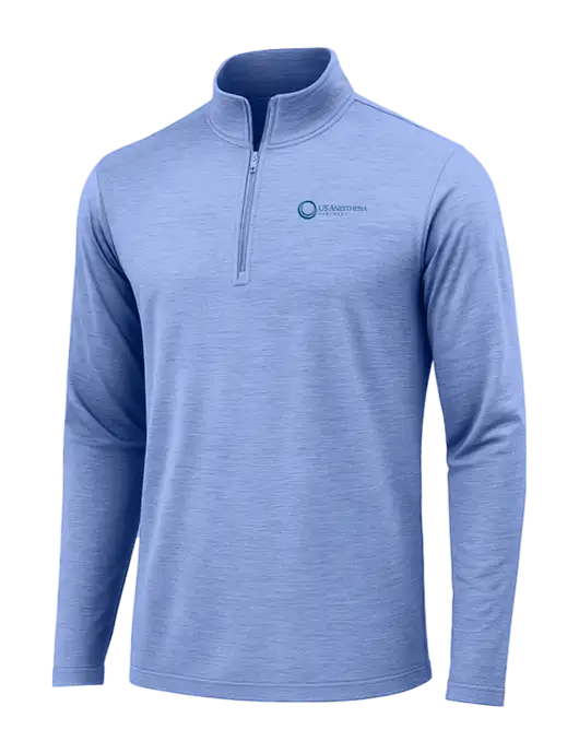 True Royal Heather Posicharge Tri-Blend Wicking 1/4 Zip Pullover w/US Anesthesia Partners Logo
