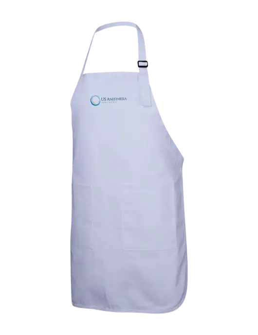 Full-Length White Apron With Pockets w/US Anesthesia Partners Logo