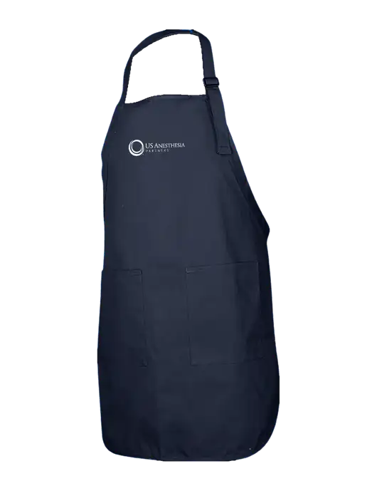 Full-Length Navy Apron With Pockets w/US Anesthesia Partners Logo