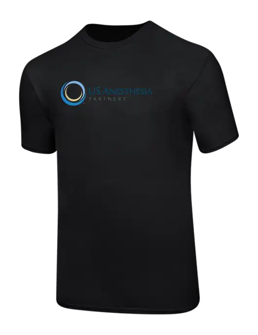 Ring Spun Jet Black 4.5 oz T-Shirt w/US Anesthesia Partners Logo