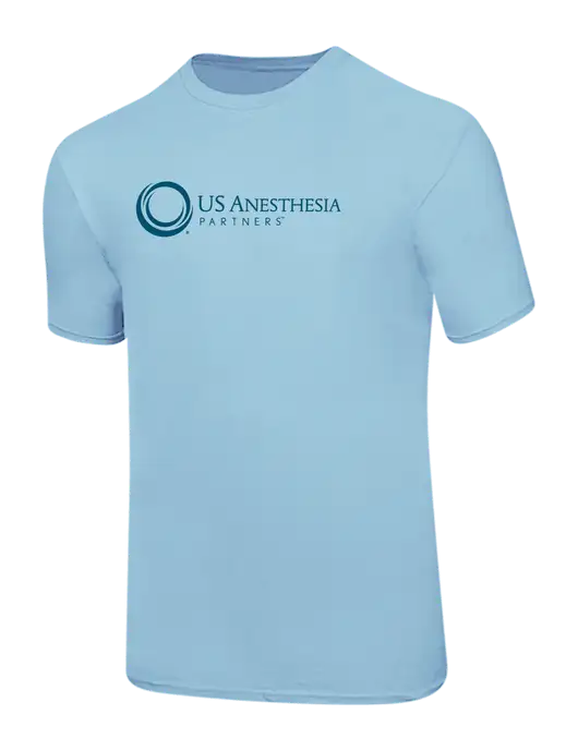 Ring Spun Light Blue 4.5 oz T-Shirt w/US Anesthesia Partners Logo