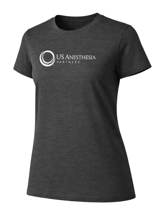 Womens Ring Spun Dark Heather Grey 4.5 oz T-Shirt w/US Anesthesia Partners Logo