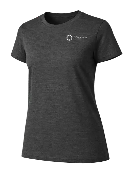 Womens Ring Spun Dark Heather Grey 4.5 oz T-Shirt w/US Anesthesia Partners Logo