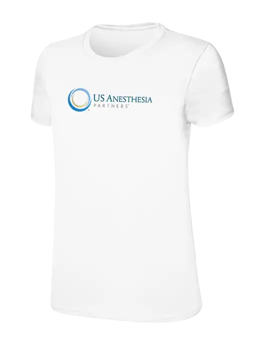 Womens Ring Spun White 4.5 oz T-Shirt w/US Anesthesia Partners Logo