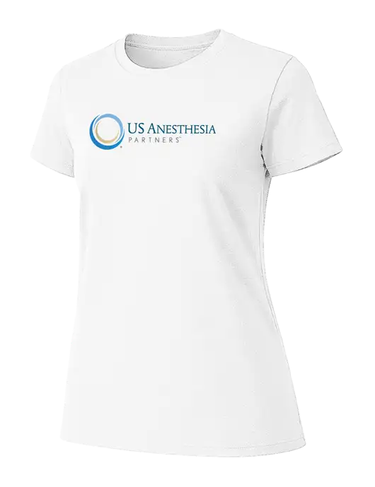 Womens Ring Spun White 4.5 oz T-Shirt w/US Anesthesia Partners Logo