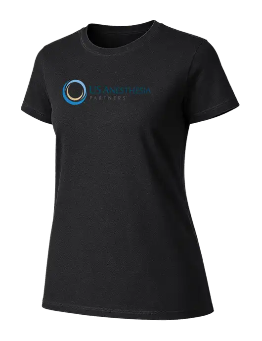 Womens Ring Spun Jet Black 4.5 oz T-Shirt w/US Anesthesia Partners Logo