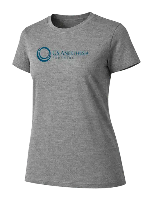 Womens Ring Spun Light Grey Heather 4.5 oz T-Shirt w/US Anesthesia Partners Logo