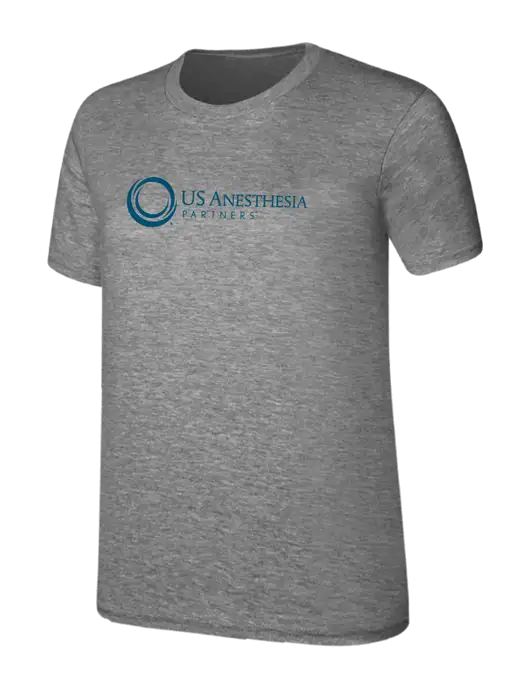 Womens Ring Spun Light Grey Heather 4.5 oz T-Shirt w/US Anesthesia Partners Logo