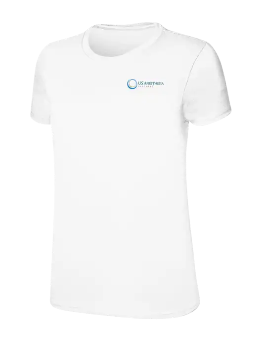 Womens Ring Spun White 4.5 oz T-Shirt w/US Anesthesia Partners Logo