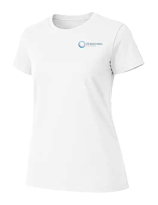 Womens Ring Spun White 4.5 oz T-Shirt w/US Anesthesia Partners Logo