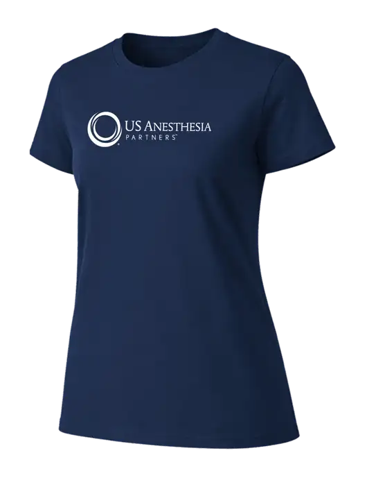 Womens Ring Spun Navy 4.5 oz T-Shirt w/US Anesthesia Partners Logo