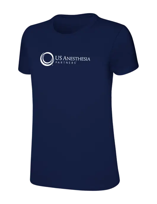 Womens Ring Spun Navy 4.5 oz T-Shirt w/US Anesthesia Partners Logo