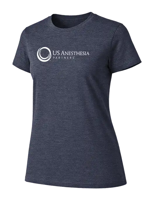 Womens Ring Spun Heather Navy 4.5 oz T-Shirt w/US Anesthesia Partners Logo