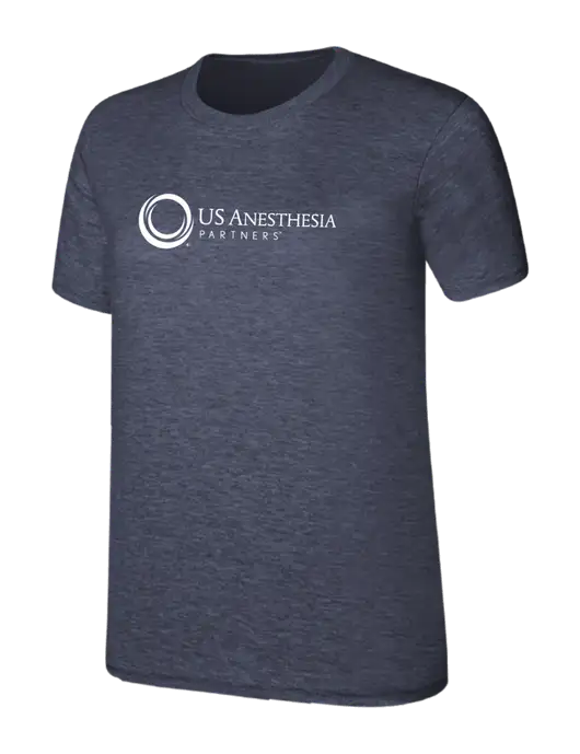 Womens Ring Spun Heather Navy 4.5 oz T-Shirt w/US Anesthesia Partners Logo