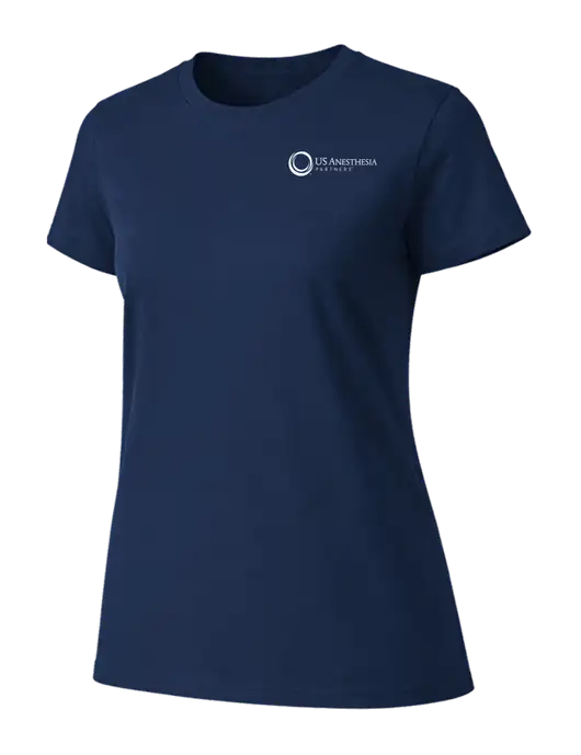 Womens Ring Spun Navy 4.5 oz T-Shirt w/US Anesthesia Partners Logo