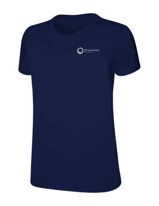 Womens Ring Spun Navy 4.5 oz T-Shirt w/US Anesthesia Partners Logo