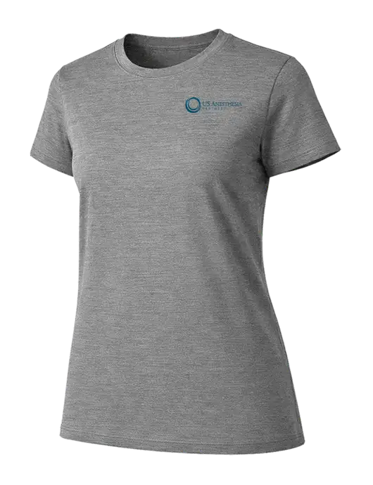 Womens Ring Spun Light Grey Heather 4.5 oz T-Shirt w/US Anesthesia Partners Logo