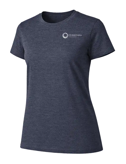 Womens Ring Spun Heather Navy 4.5 oz T-Shirt w/US Anesthesia Partners Logo