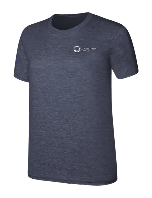 Womens Ring Spun Heather Navy 4.5 oz T-Shirt w/US Anesthesia Partners Logo