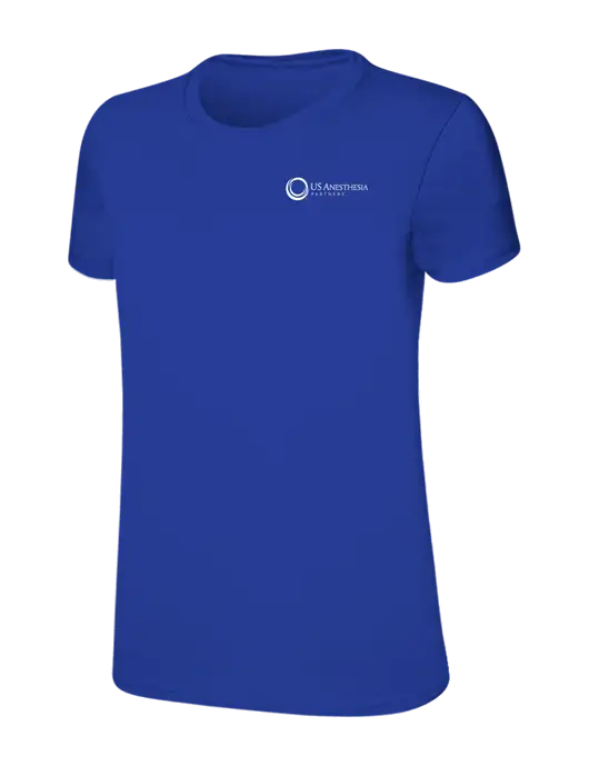 Womens Ring Spun Royal 4.5 oz T-Shirt w/US Anesthesia Partners Logo
