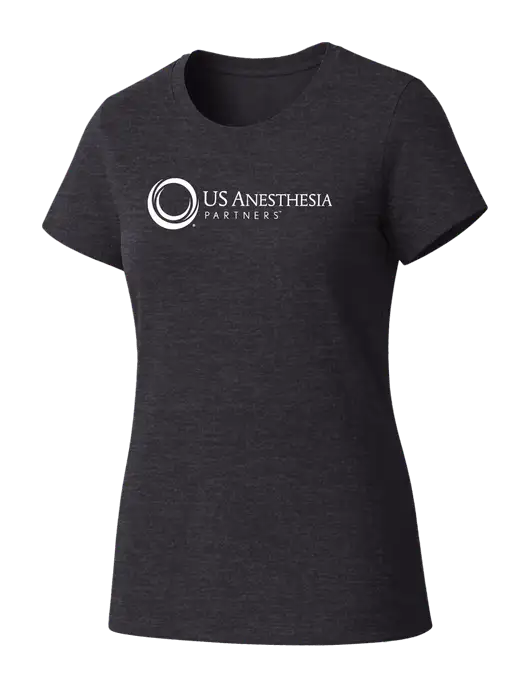 Womens Seriously Soft Heathered Charcoal T-Shirt w/US Anesthesia Partners Logo