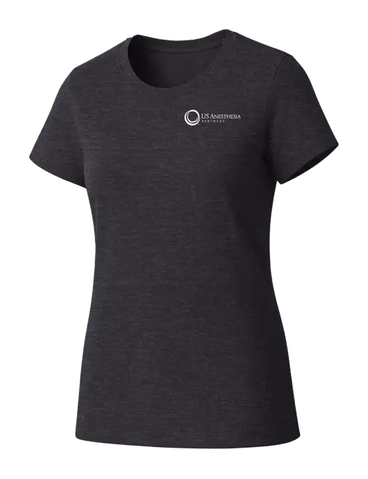 Womens Seriously Soft Heathered Charcoal T-Shirt w/US Anesthesia Partners Logo