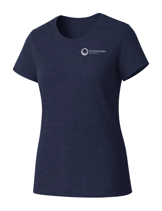 Womens Seriously Soft Heathered Navy T-Shirt w/US Anesthesia Partners Logo