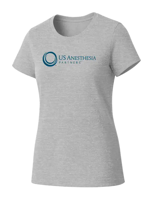 Womens Seriously Soft Light Heathered Grey T-Shirt w/US Anesthesia Partners Logo