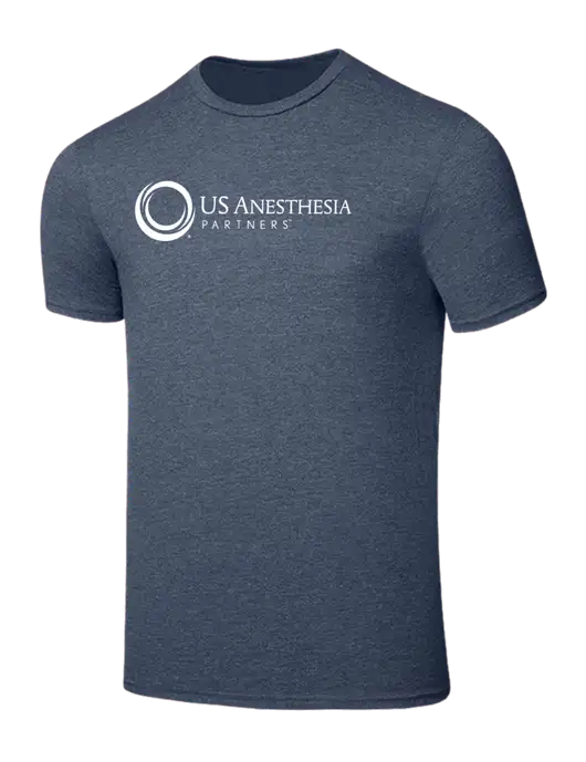 Seriously Soft Heathered Navy T-Shirt w/US Anesthesia Partners Logo
