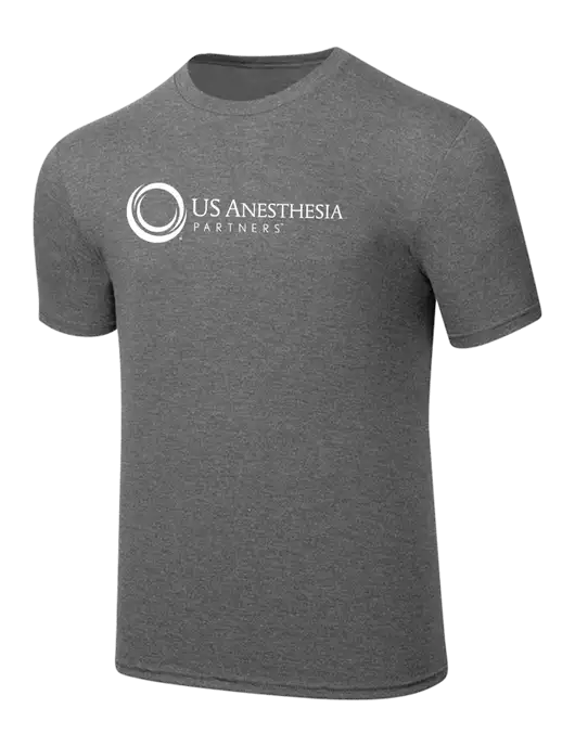 Simply Soft Heathered Medium Grey 4.5oz  Poly/Combed Ring Spun Cotton T-Shirt w/US Anesthesia Partners Logo