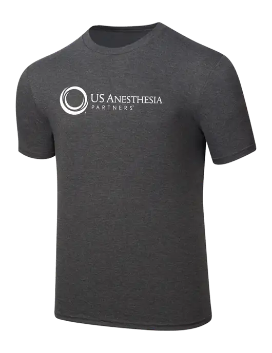 Simply Soft Heathered Charcoal 4.5oz  Poly/Combed Ring Spun Cotton T-Shirt w/US Anesthesia Partners Logo