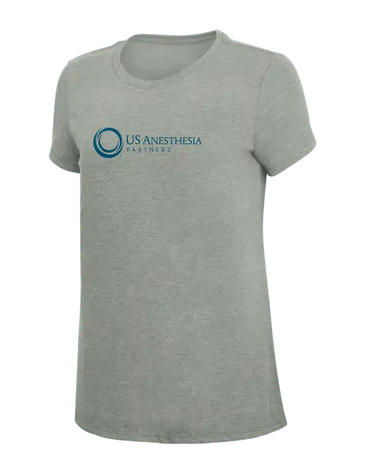 Womens Simply Soft Grey Frost 4.5oz  Poly/Combed Ring Spun Cotton T-Shirt w/US Anesthesia Partners Logo